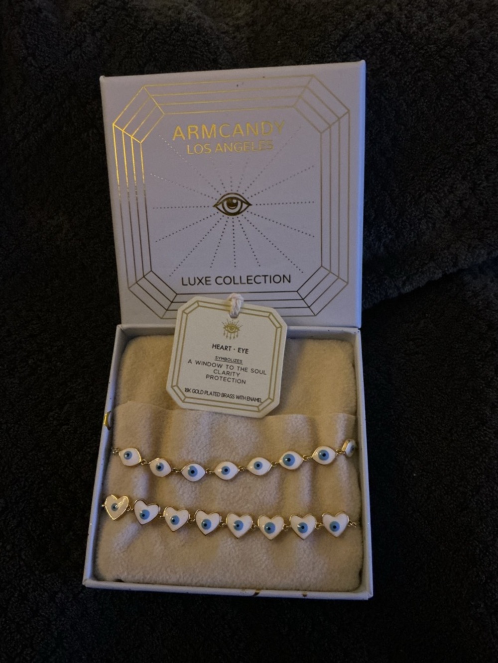 Eye Candy Los Angeles Heart & Eye Enamel Stone Bracelet Set